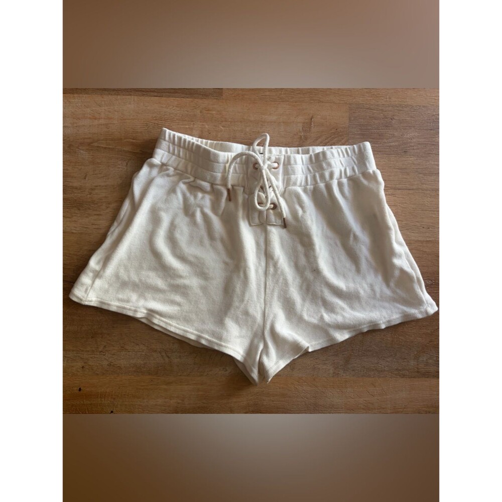 Volcom High Waist Cream Corset Tie Lounge Shorts